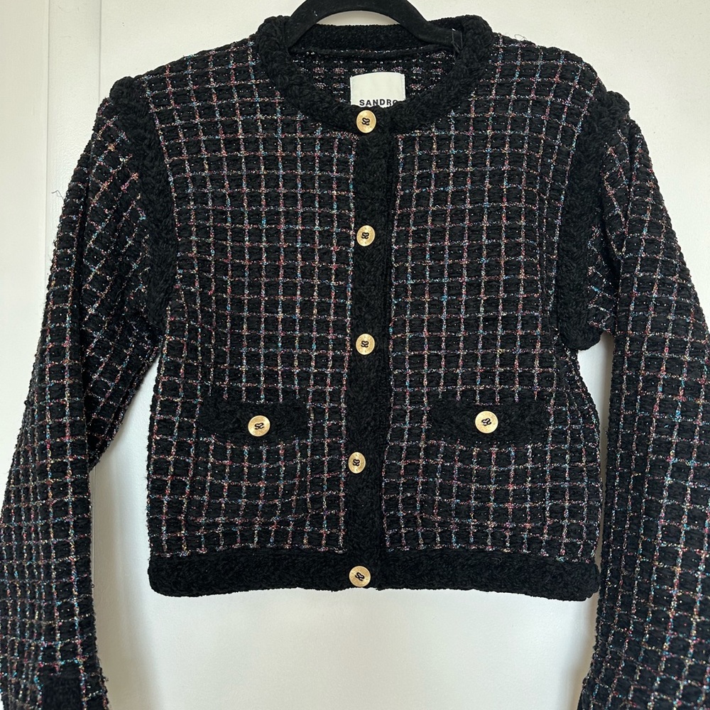 Sandro TEXTURED TWEED CARDIGAN